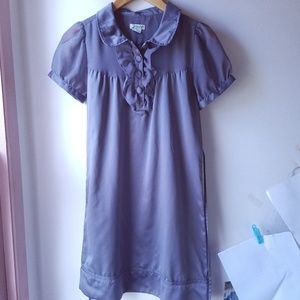 Gray/Silver Ruffled Shift Dress
